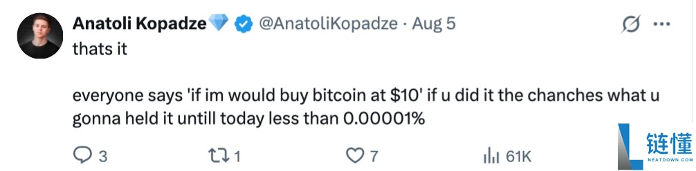 交易员指出:数年前买入比特币(BTC)如今也难致富