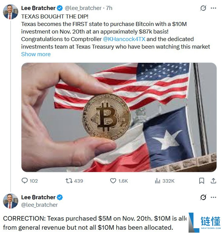 一文了解得克萨斯州逢低买入比特币(BTC),购入500万美元贝莱德IBIT