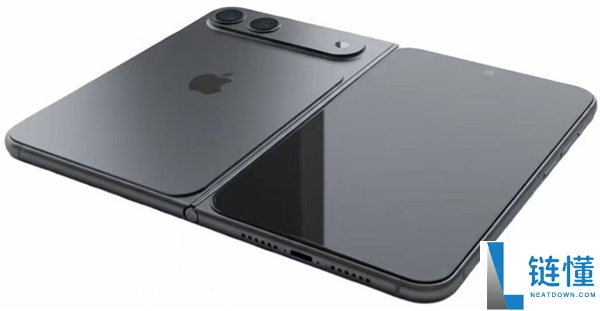 苹果首款折叠屏iPhone衬着图/尺寸出炉：阔折叠比例 内屏无任何开孔