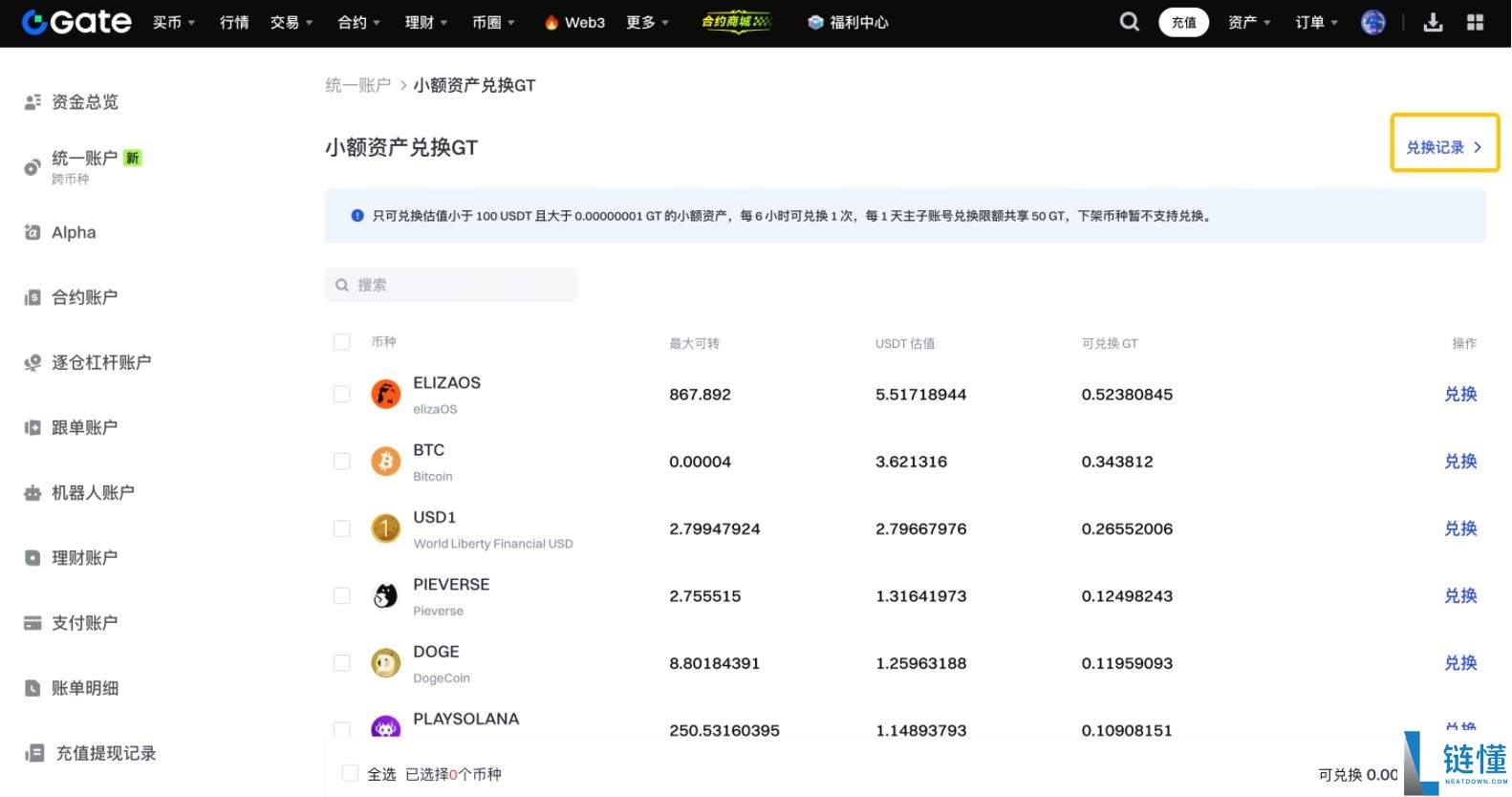 Gate交易所如何使用小额兑换功能?Gate使用小额兑换功能的操作流程