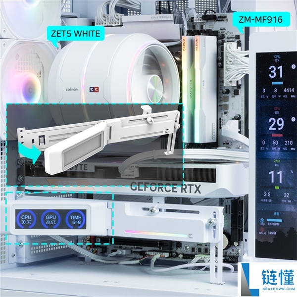 厂商太能整活：显卡支架都要带个屏了,实时显示CPU/GPU温度