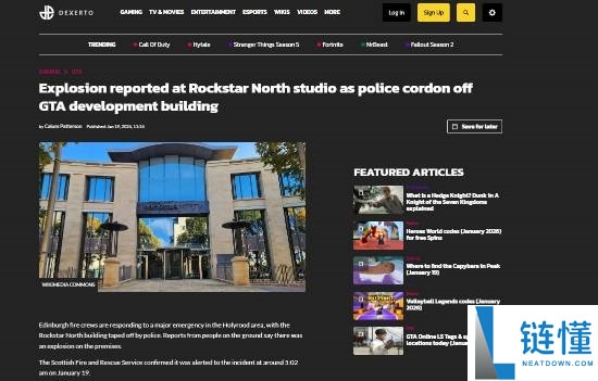 R星北方任务室发作爆炸,警方封闭《GTA6》开辟大楼