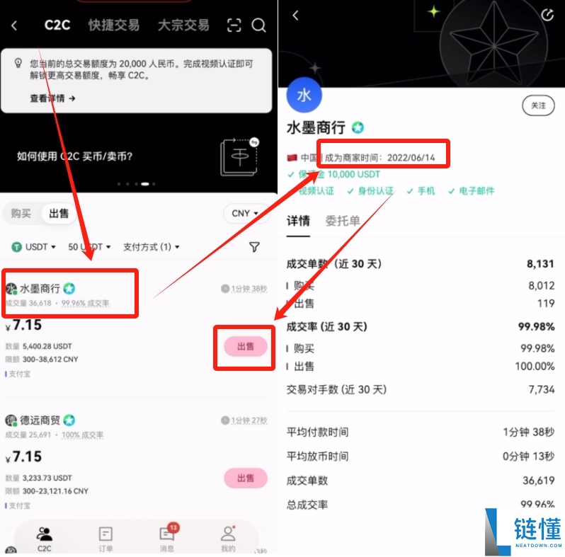 新手小白欧易OKX C2C买币教程:USDT充值和提现图文流程