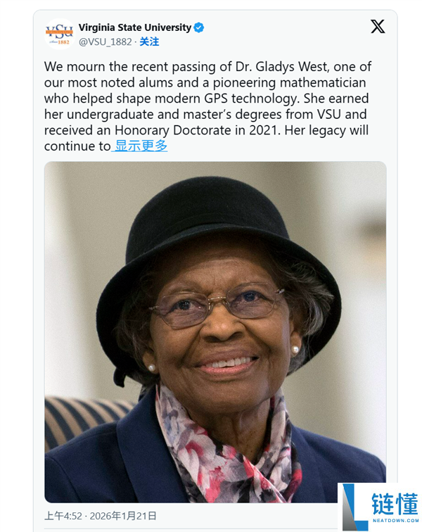 享年95岁,美国GPS之母作古：自己从不必GPS