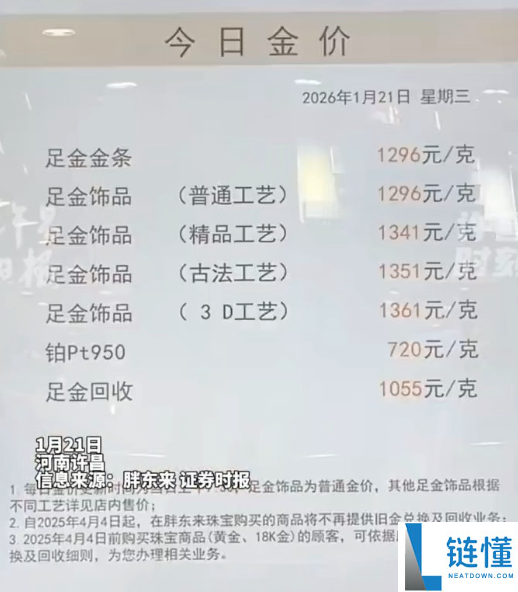 国际金价狂飙,胖东来金饰每克廉价200元:大部份不收手工费