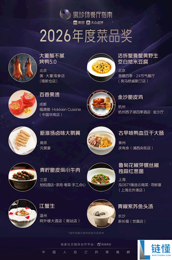 2026黑珍珠餐厅指南正式发布:上榜餐厅达263家 掩盖32城