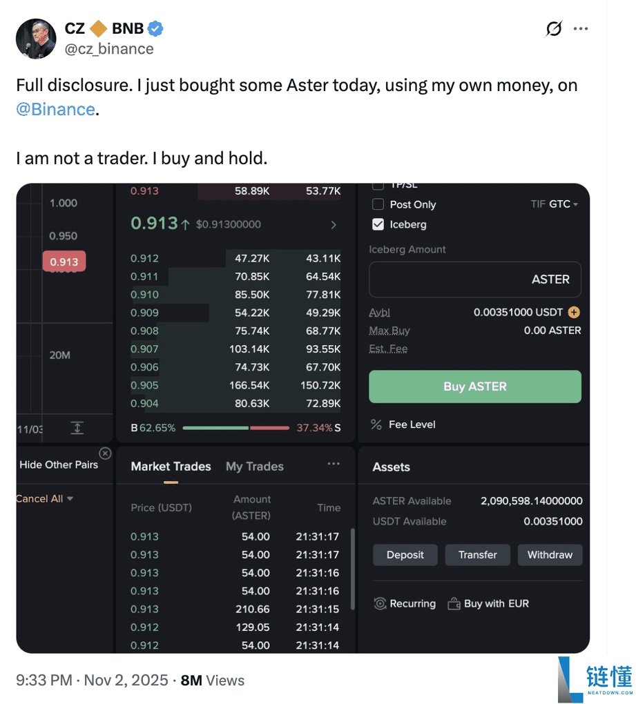 CZ投资Aster：Aster能否在2025年创下新高？Aster究竟是什么？