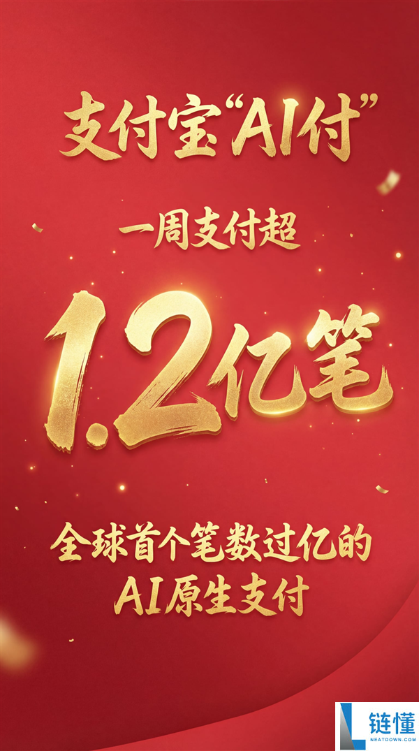 全球首个,付出宝AI付笔数超1.2亿：一句话就能下单