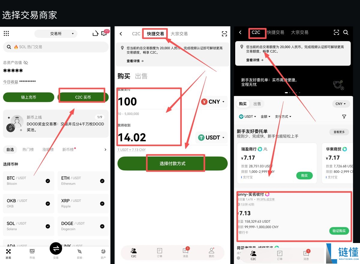 欧易OKX购买USDT新手教学:OKX C2C安全买币攻略与避坑指南