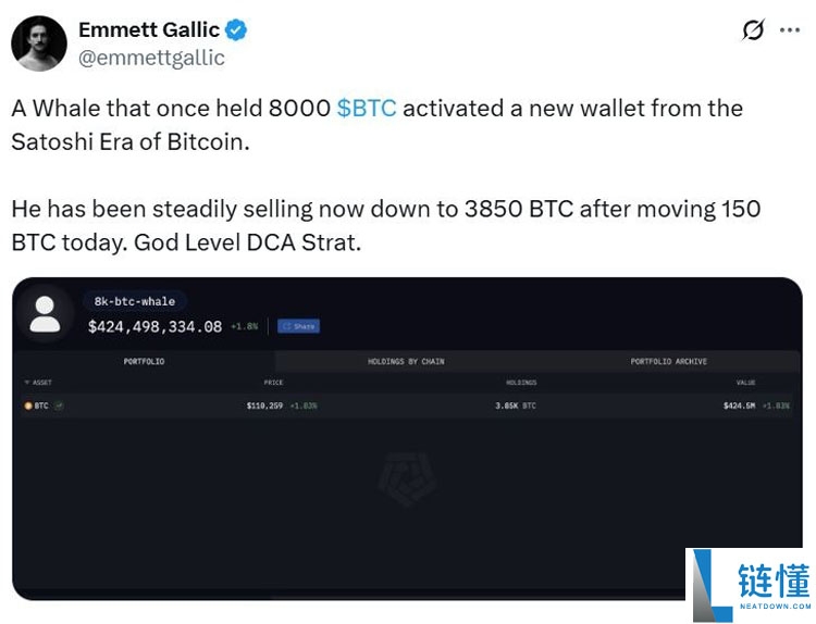 另一枚来自2009 年“中本聪时代”的钱包苏醒并转移比特币（BTC）