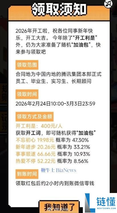 你明天领红包没 若干钱,腾讯发开工红包 每人400元：还有随机加油包