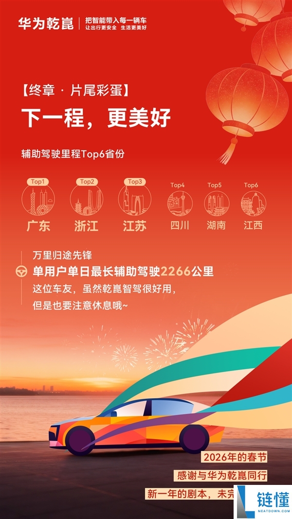 数听说话,2026韶华为乾崑春节出行陈述出炉：有车单日跑2266千米