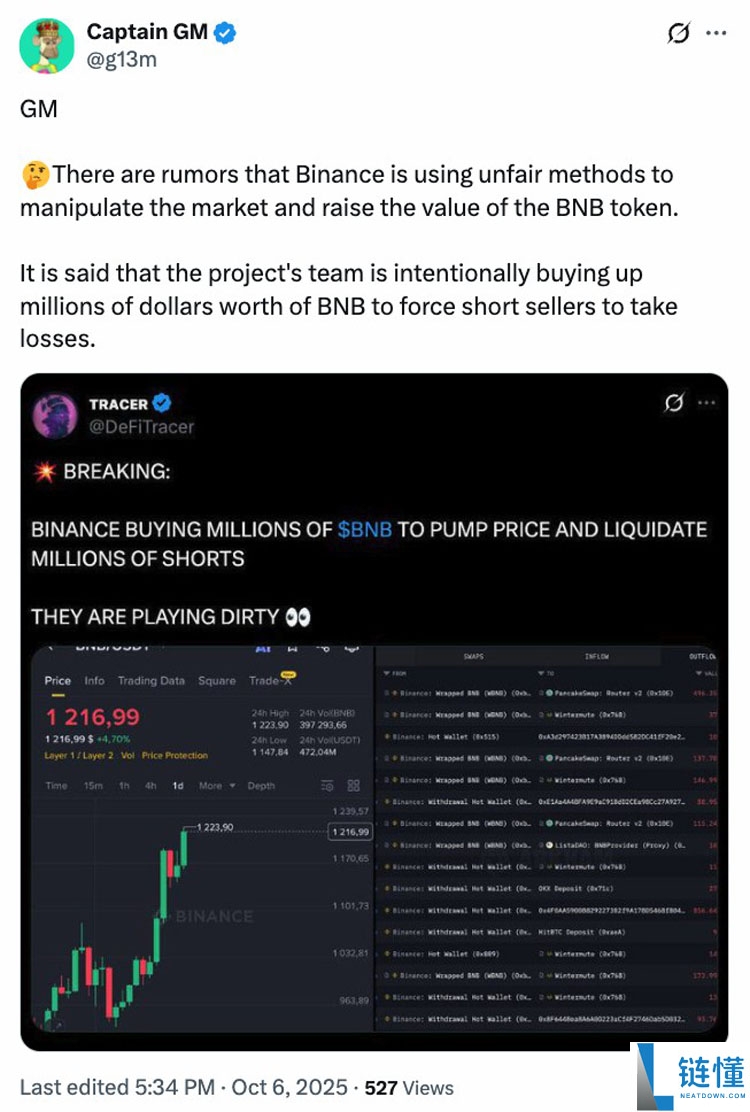 喜报：BNB超越瑞波币（XRP）成为市值第三大加密资产