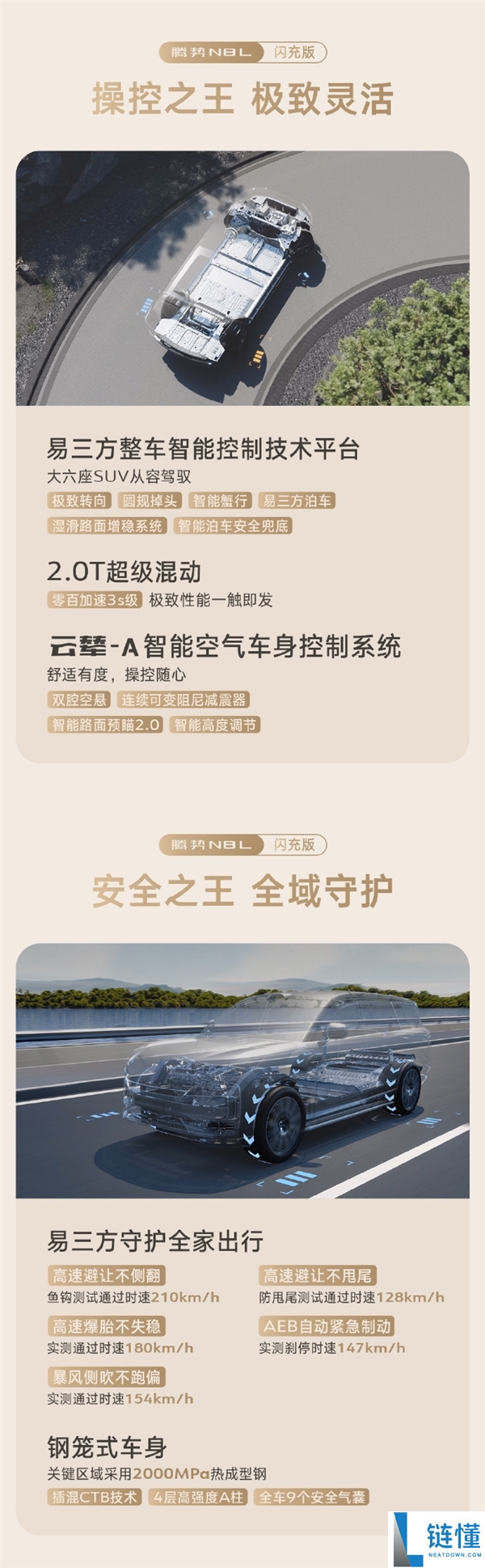 比亚迪腾势 N8L 闪充版预售开启：35 万起，纯电续航同级第一