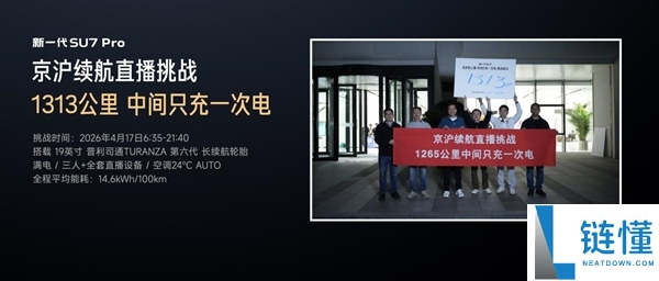 小米 SU7 续航实测突破 1313 公里！单程仅补电一次刷新纪录