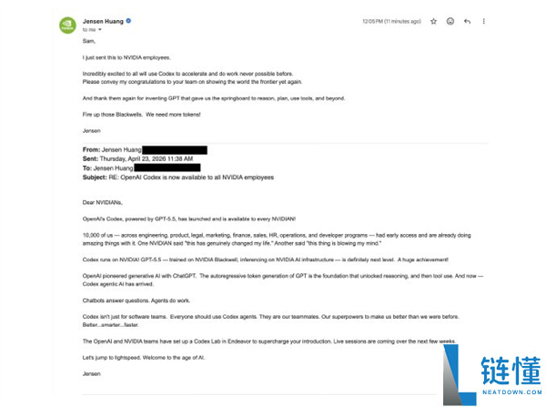 GPT-5.5 发布！黄仁勋强制英伟达全员使用 Codex 编程