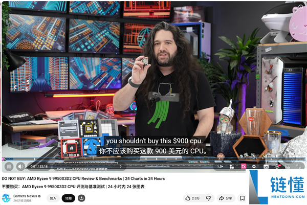 AMD 未送测！Gamers Nexus 实测锐龙 9950X3D：仅用三个字总结