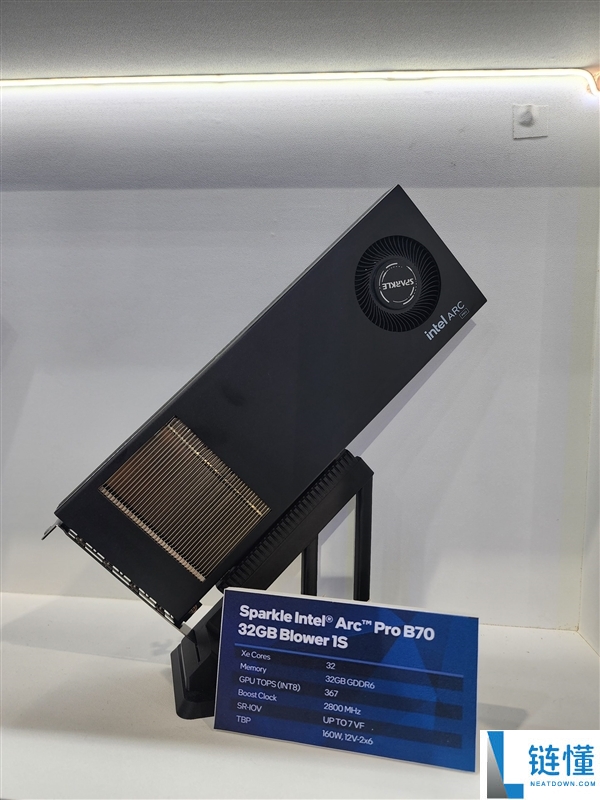 32GB显存单槽全新升级！撼与锐炫Pro B70涡轮卡亮相，8卡堆叠达256GB存储容量