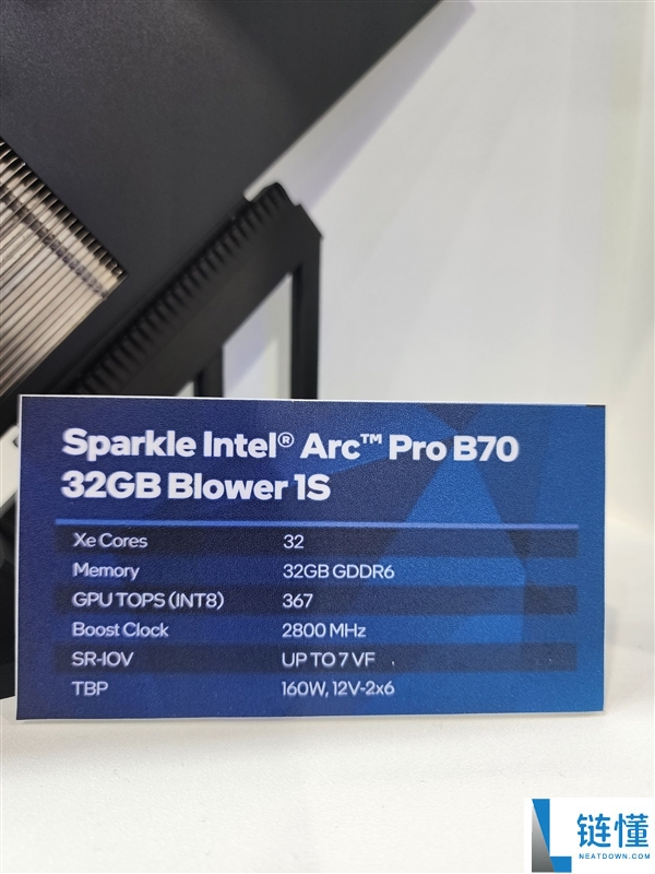 32GB显存单槽全新升级！撼与锐炫Pro B70涡轮卡亮相，8卡堆叠达256GB存储容量