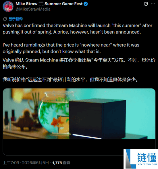 Steam主机官方宣布今年夏季上市，价格与Valve原计划大不同