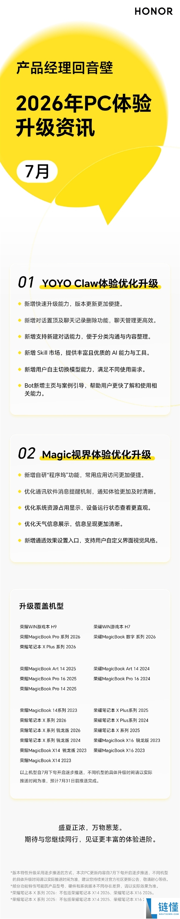 荣耀PC全面升级:覆盖21款机型的Magic视界与YOYO Claw焕新体验