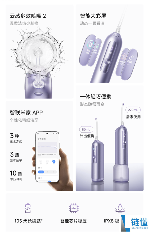 小米米家智能冲牙器Pro首发:彩屏设计、米家App支持,仅售349元