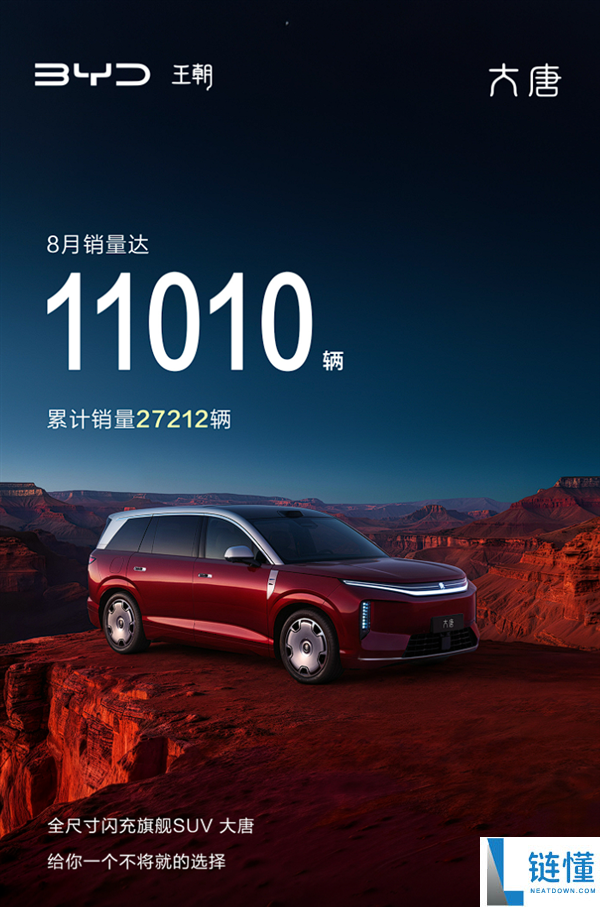 比亚迪大唐全尺寸闪充旗舰SUV,23.99万起售,8月热销1.1万台!