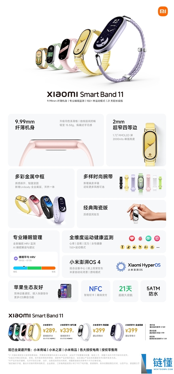 289元起 小米手环11首发:搭载澎湃OS 4 支持小米手机与iPhone双持