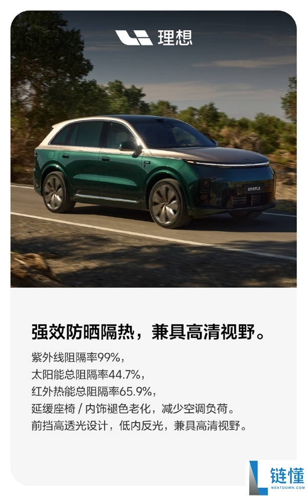 紫外线阻隔率高达99%！理想亲自推出原厂窗膜，价格仅2699元起