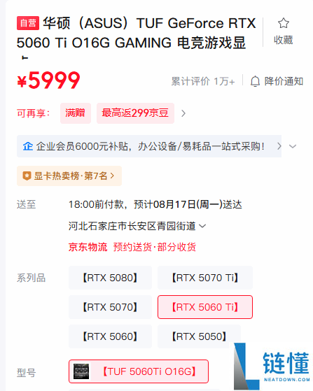 RTX 5060 Ti价格暴涨至6000元，最高溢价达88%！
