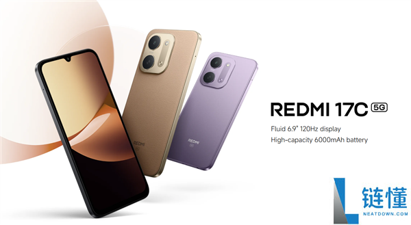 REDMI 17C 5G海外发布：搭载6.9英寸120Hz高刷LCD屏与天玑6300处理器