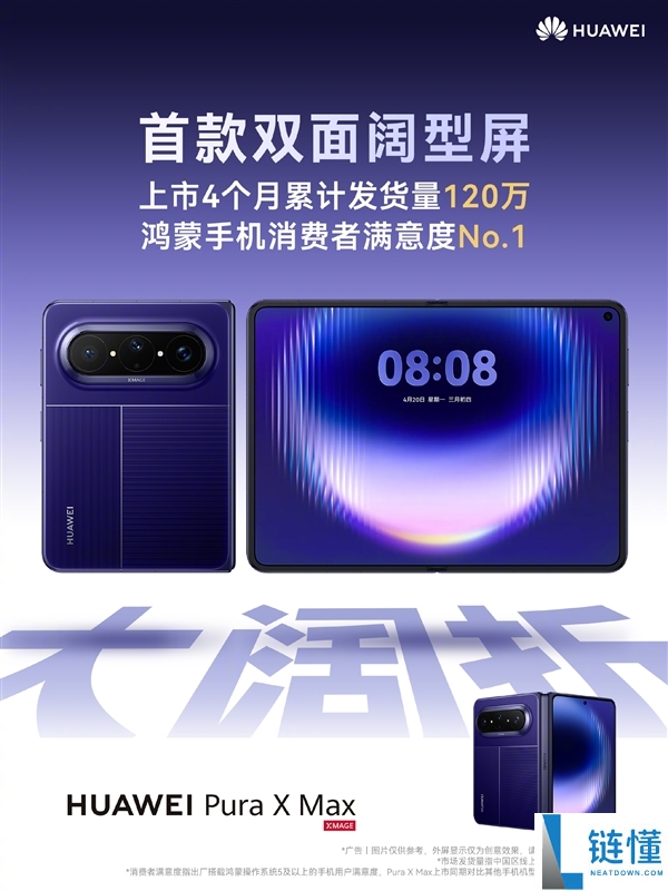 华为Pura X Max上市4个月发货量突破120万，首创√2:1阔型屏幕设计