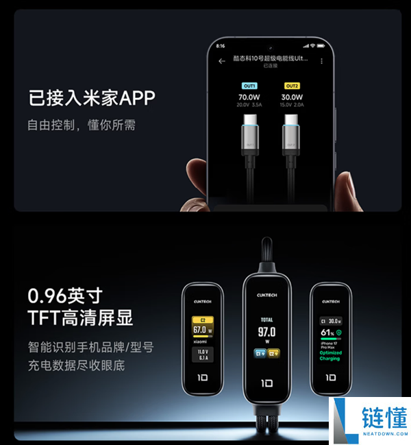 酷态科10号一分二智转线Ultra上市：首款接入米家APP的屏显数据线仅售129元
