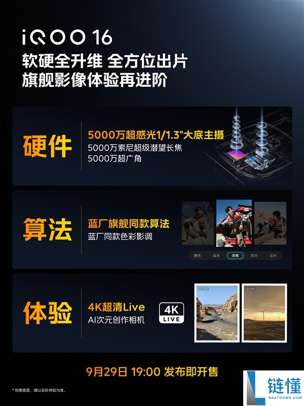iQOO 16影像强劲升级：5000万像素大底主摄与蓝厂旗舰算法同款