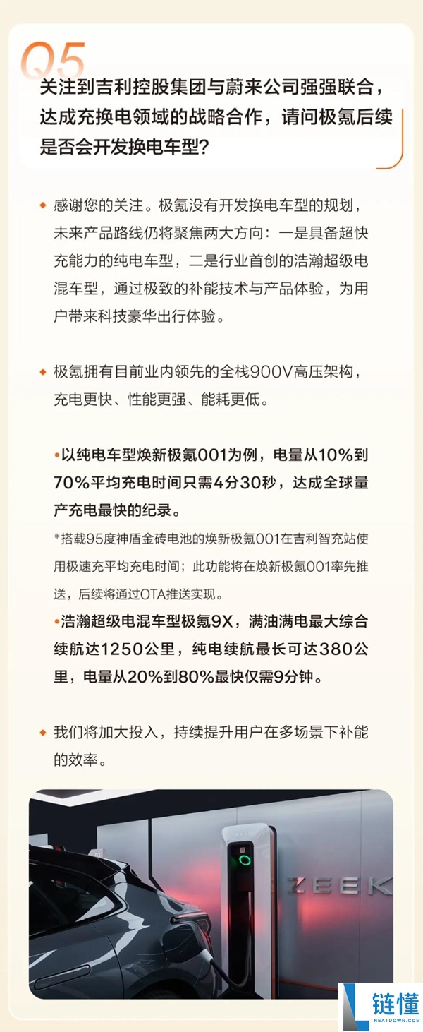 极氪回应换电车型传闻：未来专注超快充与电混技术发展